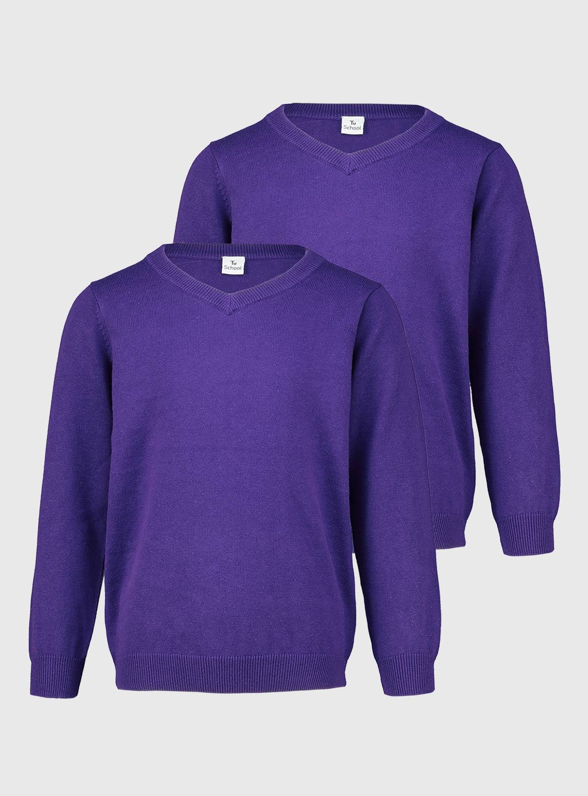 Purple V-Neck Jumpers 2 Pack - 4 years - Image 1